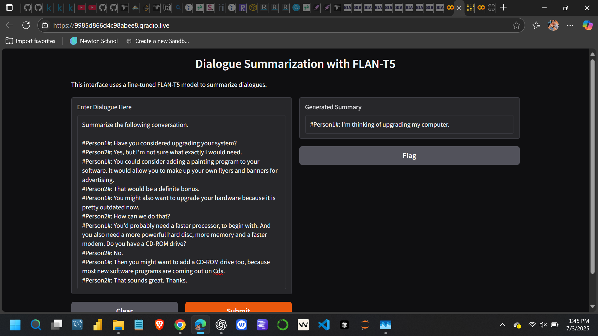 Abstractive Dialogue Summarization using Transformers